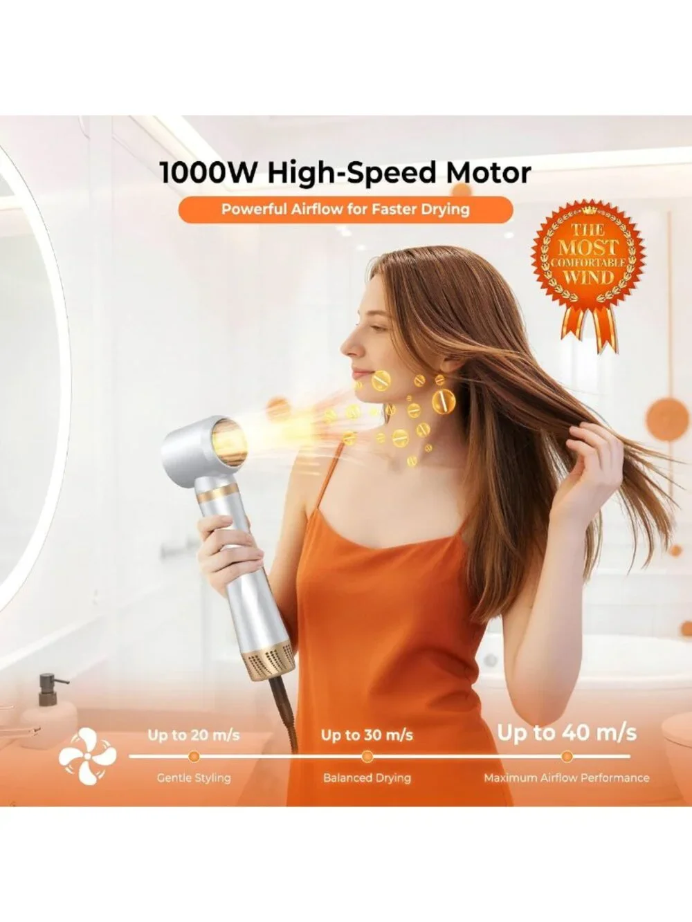 5-in-1 Hot Air Brush & Curler, Fast Drying, Adjustable Temp, Detachable Styling